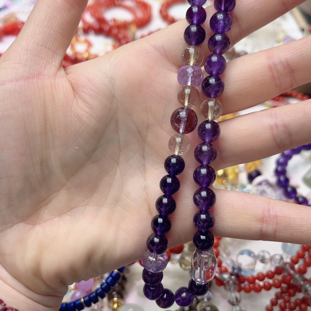 未镶嵌手链水晶紫水晶手机链