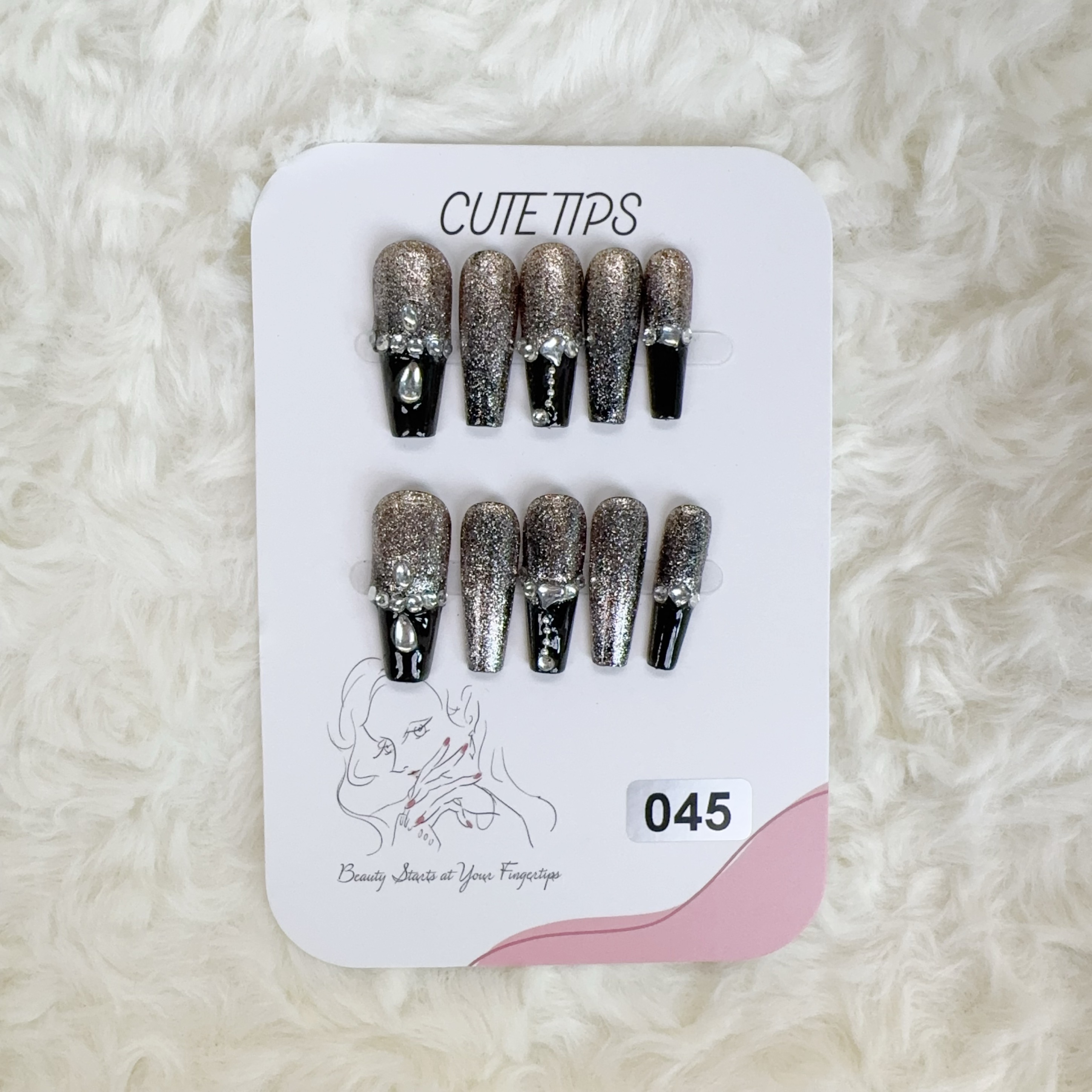 【s码】45号中长款暗黑香槟色重工甲（买一赠一，赠品不参与退换）