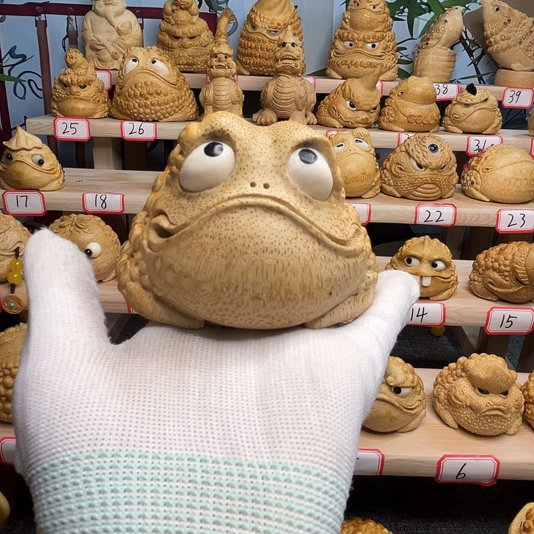 手工雕刻竹根雕金蟾