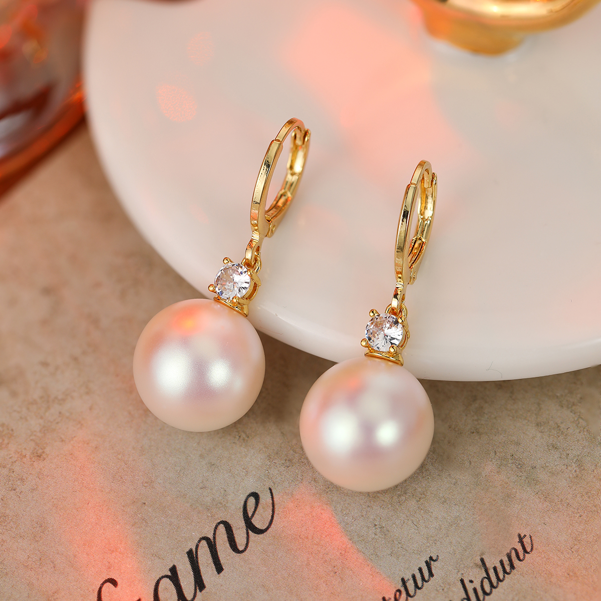 铜合金仿珍珠耳饰 时尚气质轻奢经典优雅珠子耳环H098