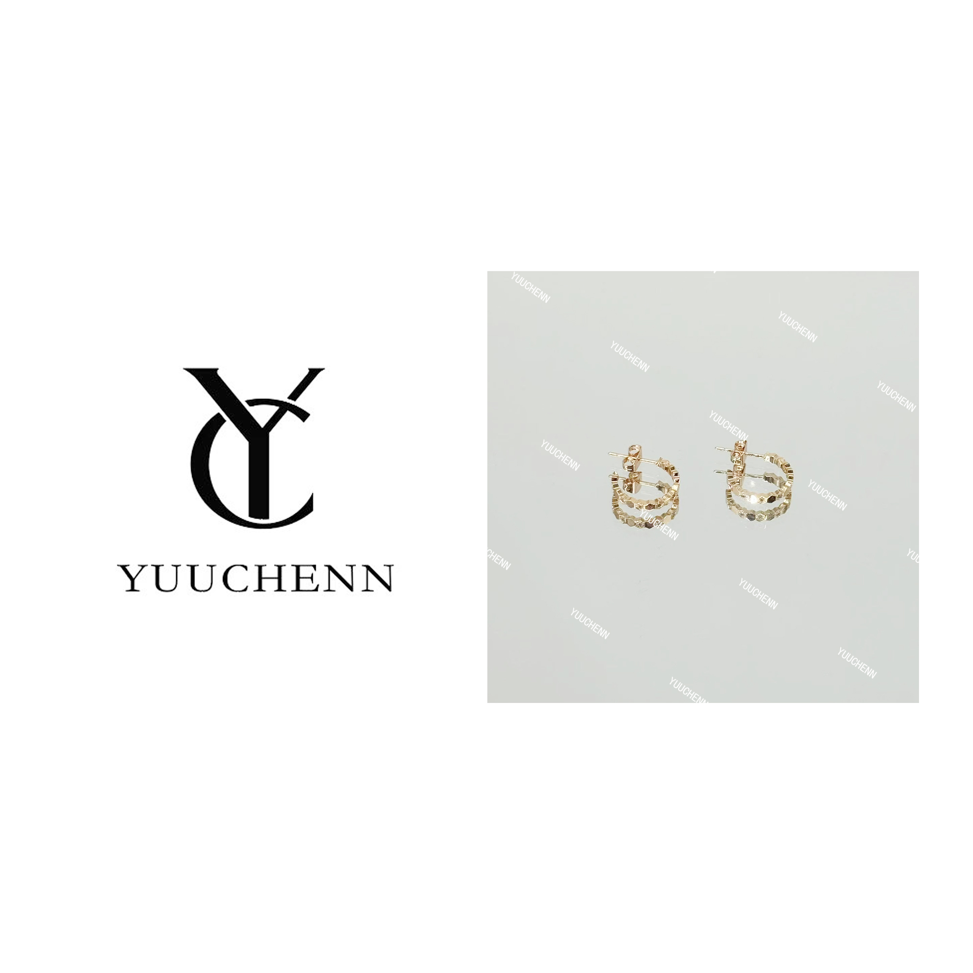 铜合金耳饰 YUUCHENN 【 BEE MYLOVE】 镀k金 个性轻奢精致耳钉