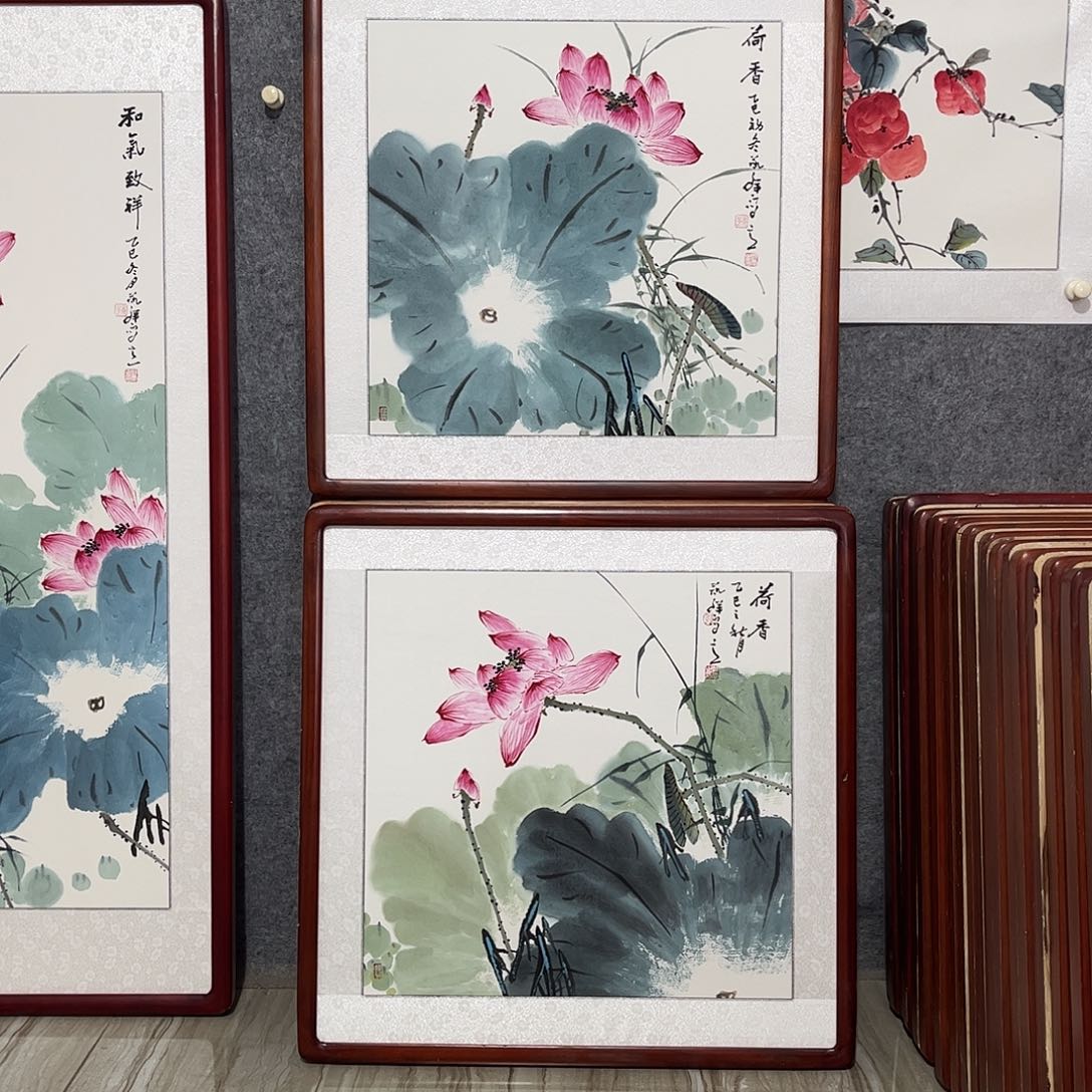 国画书画作品带框63×63