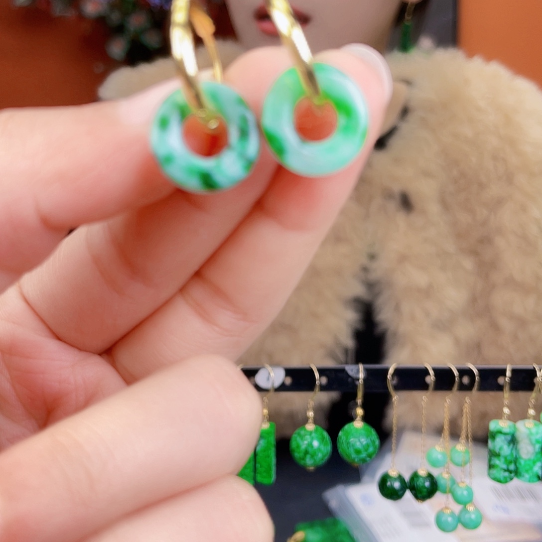 翡翠未镶嵌耳饰饰品