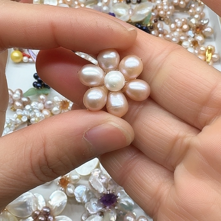 淡水珍珠发饰银S925镶嵌