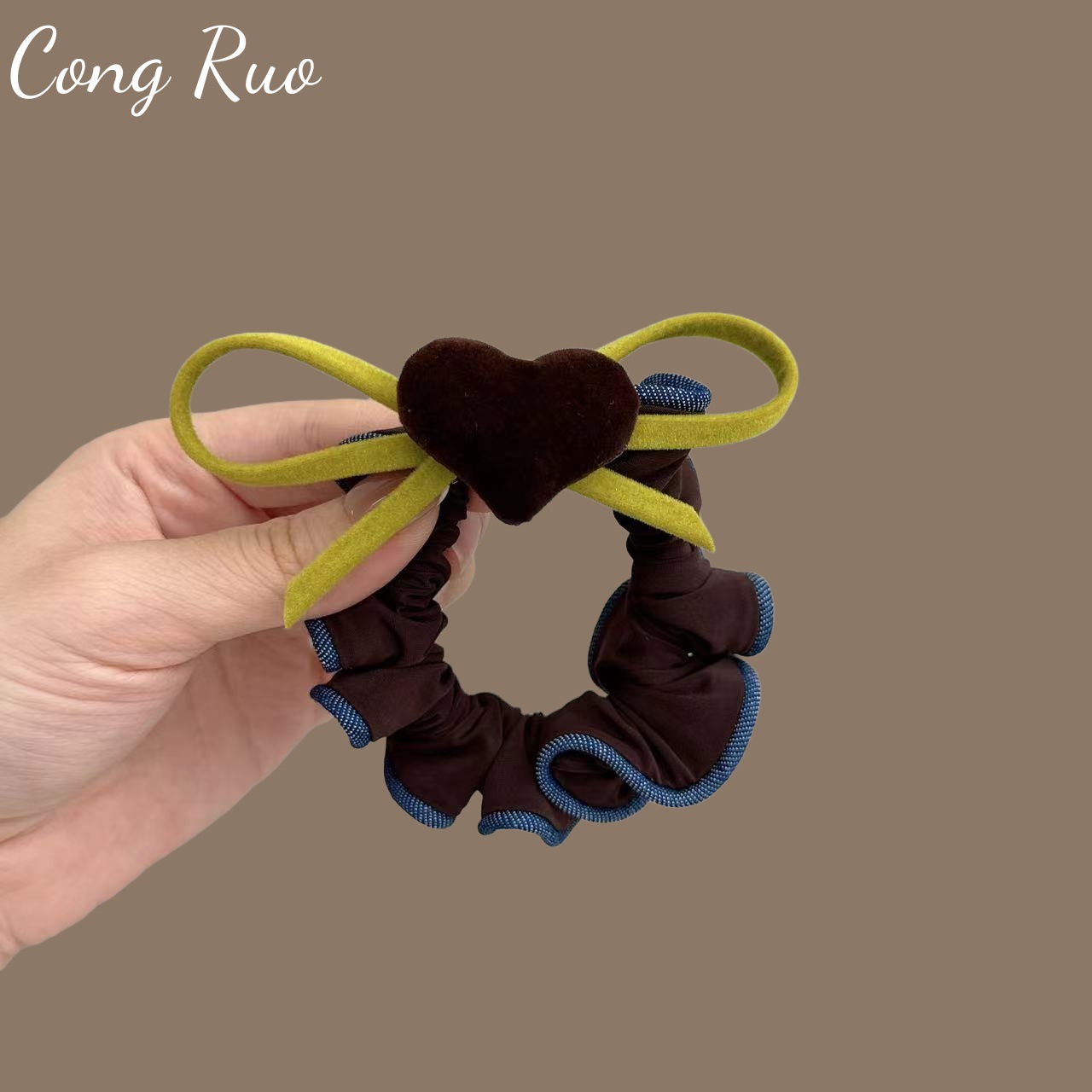 韩国发饰简约蝴蝶结植绒爱心发圈懒庸风超肉面膜发绳扎马尾橡皮筋