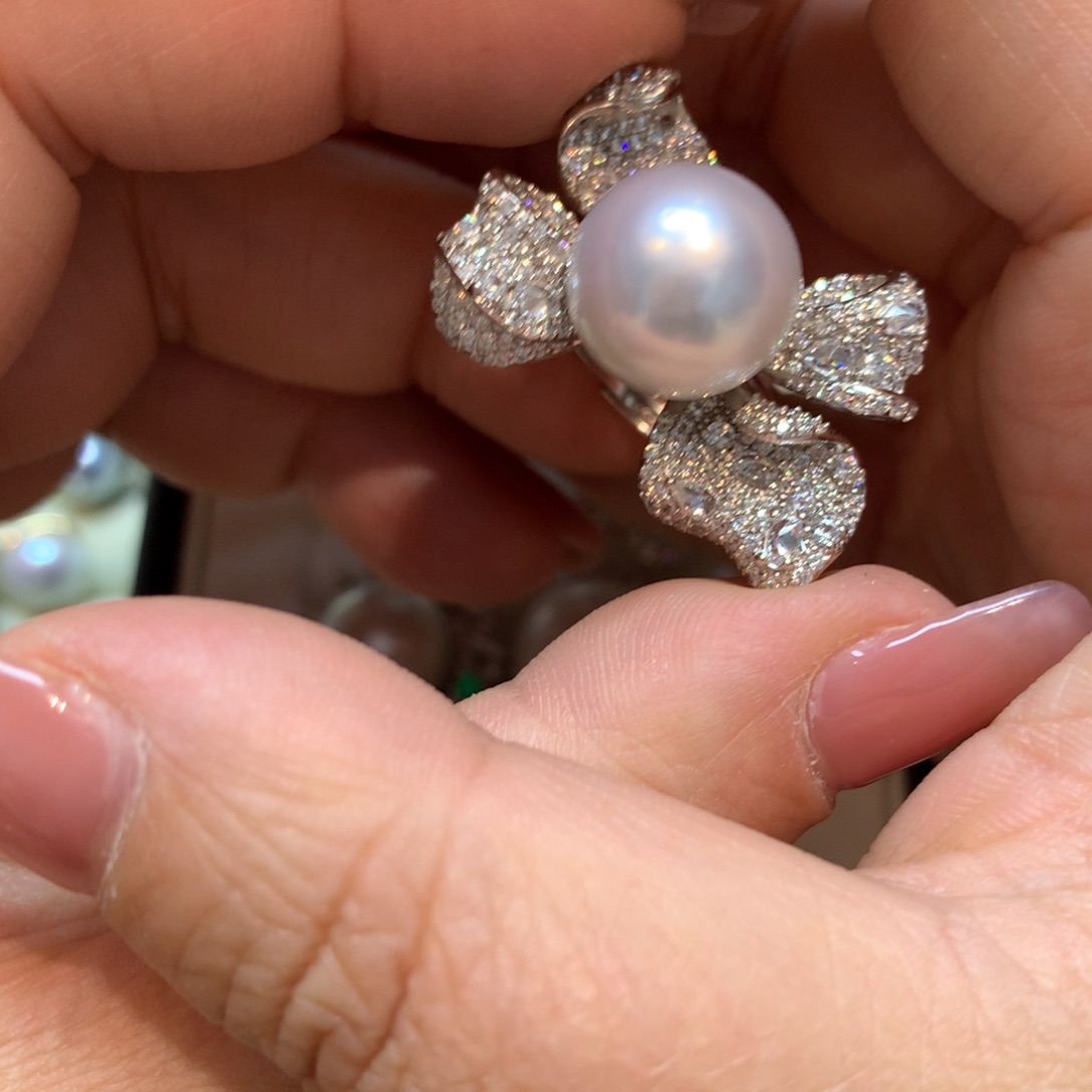 海水珍珠戒指银S925镶嵌