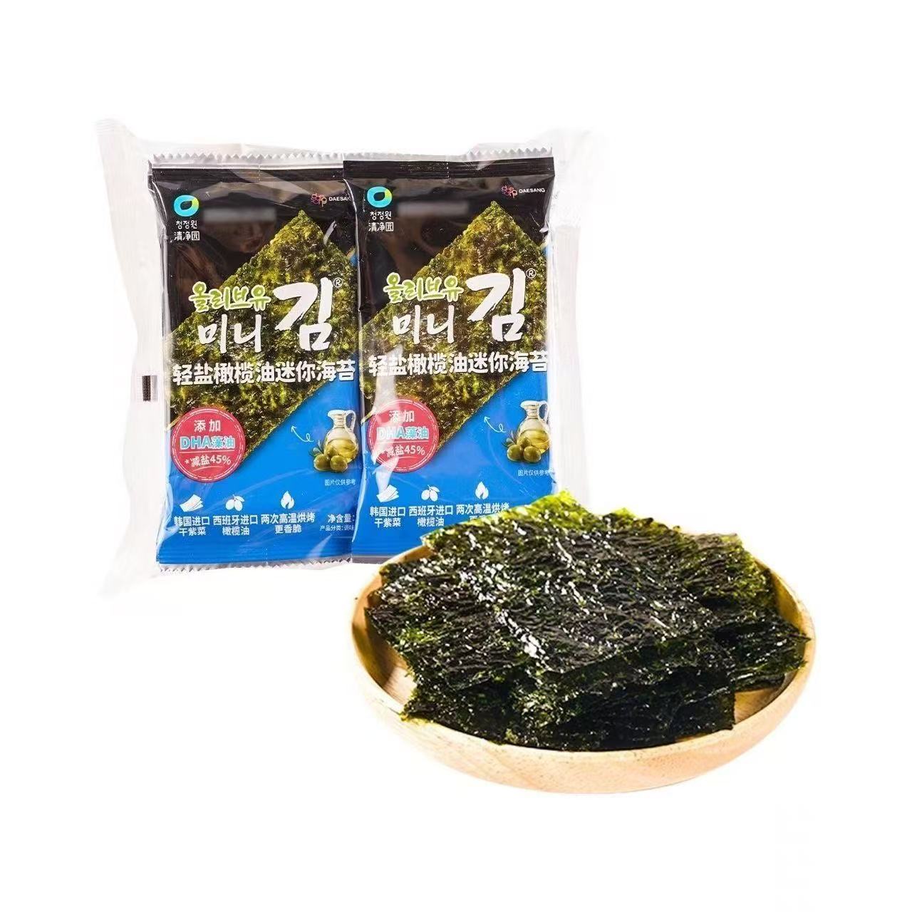 【保质期至2026.1.24】清净园轻盐橄榄油传统海苔16g*3包