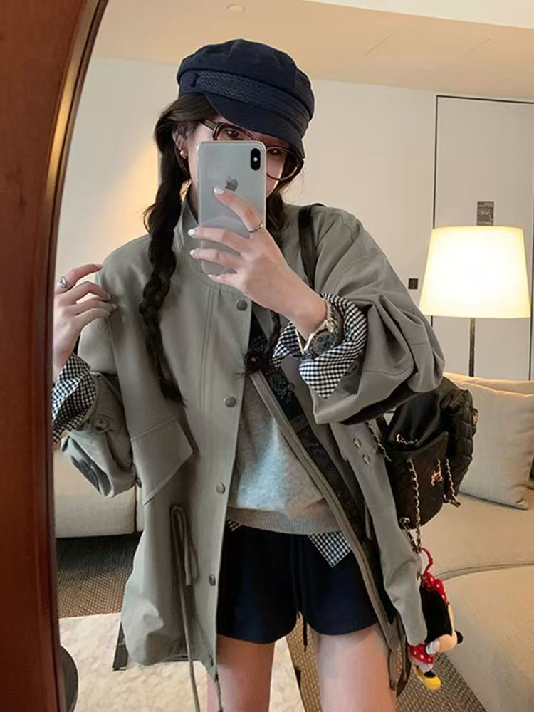 【加州之旅】~高级宽松休闲中长款英伦风小个子风衣外套女