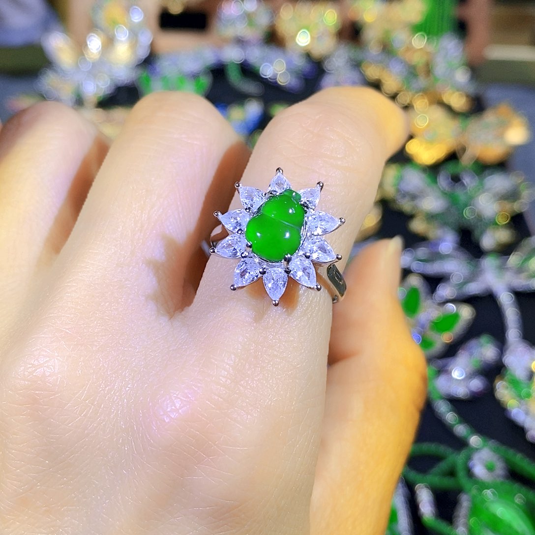 吊坠(不含链)银S925镶嵌翡翠