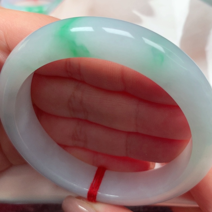 翡翠手镯未镶嵌白底青25宽版