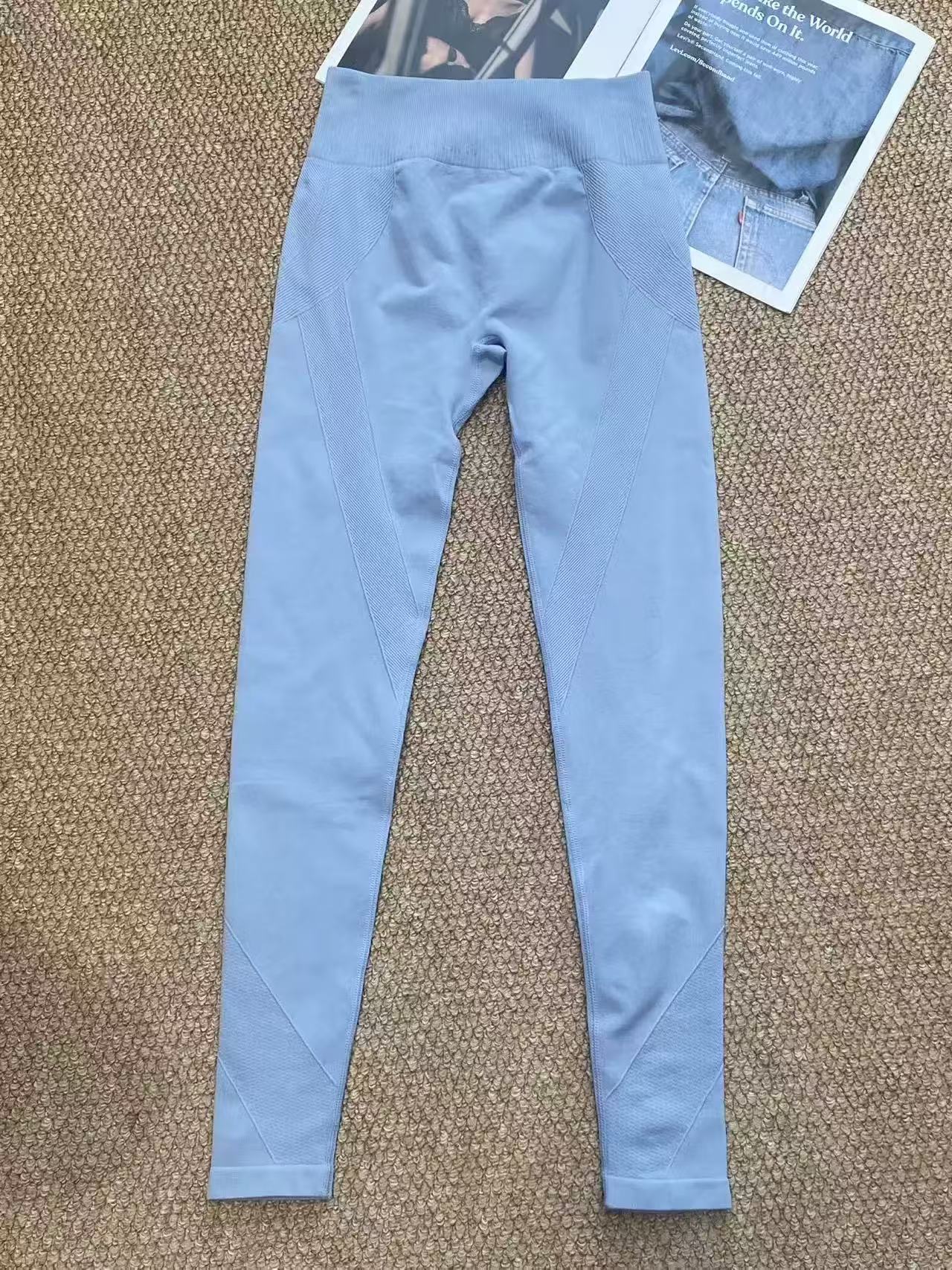 迪拜狼塑形打底裤女新款弹力纯色紧身百搭瑜伽裤健身运动裤