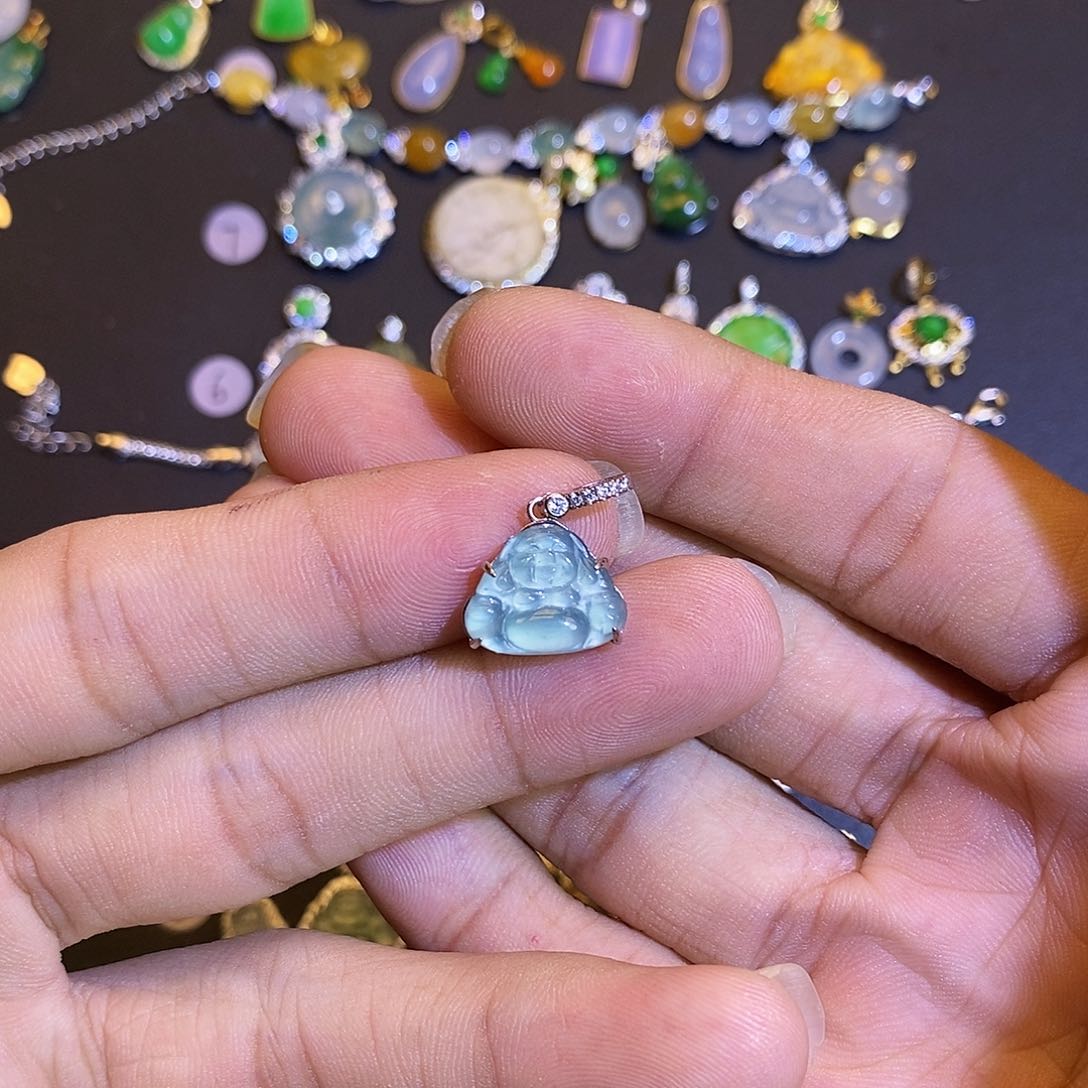 吊坠(不含链)银S925镶嵌翡翠