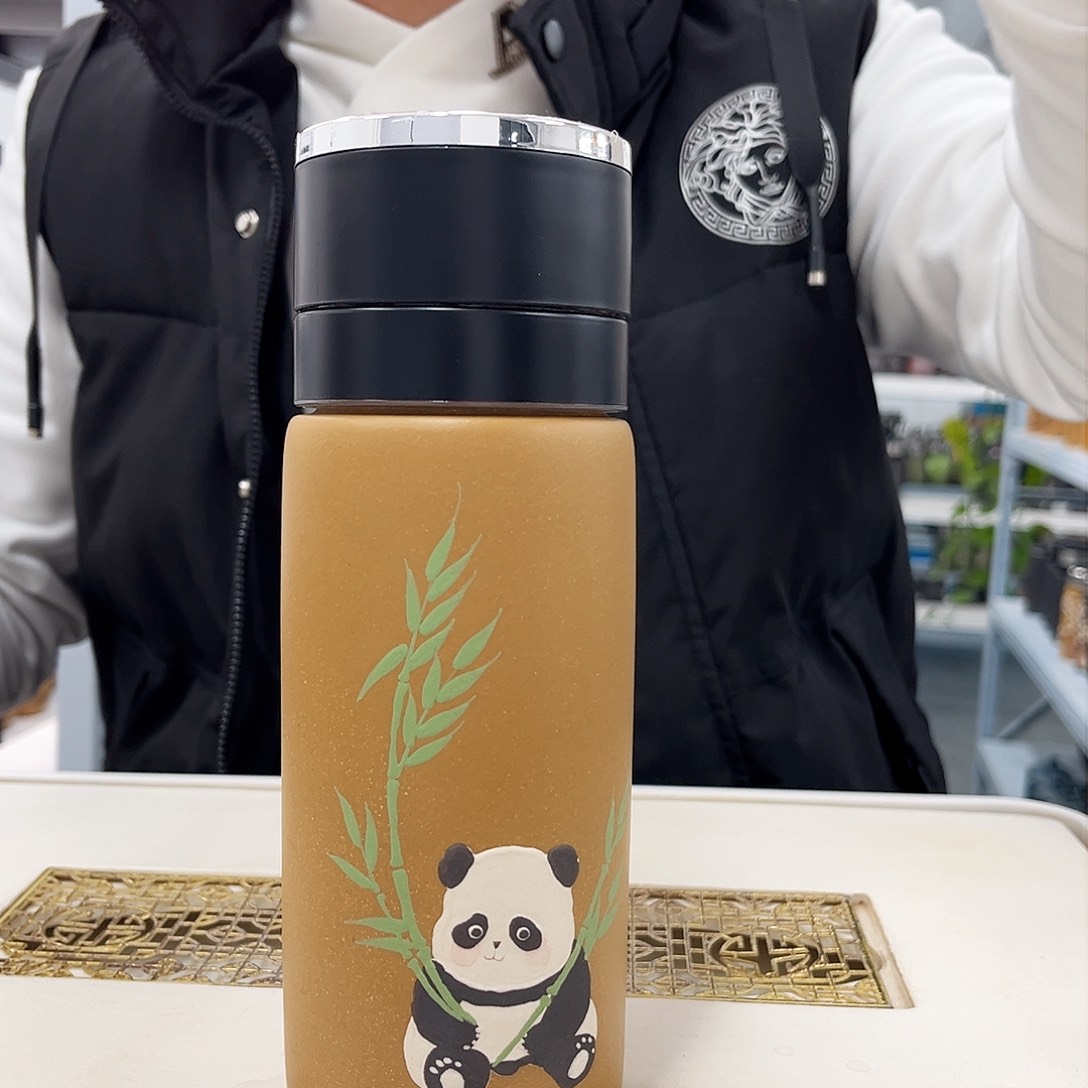 茶杯紫砂黄金段泥熊猫车载杯