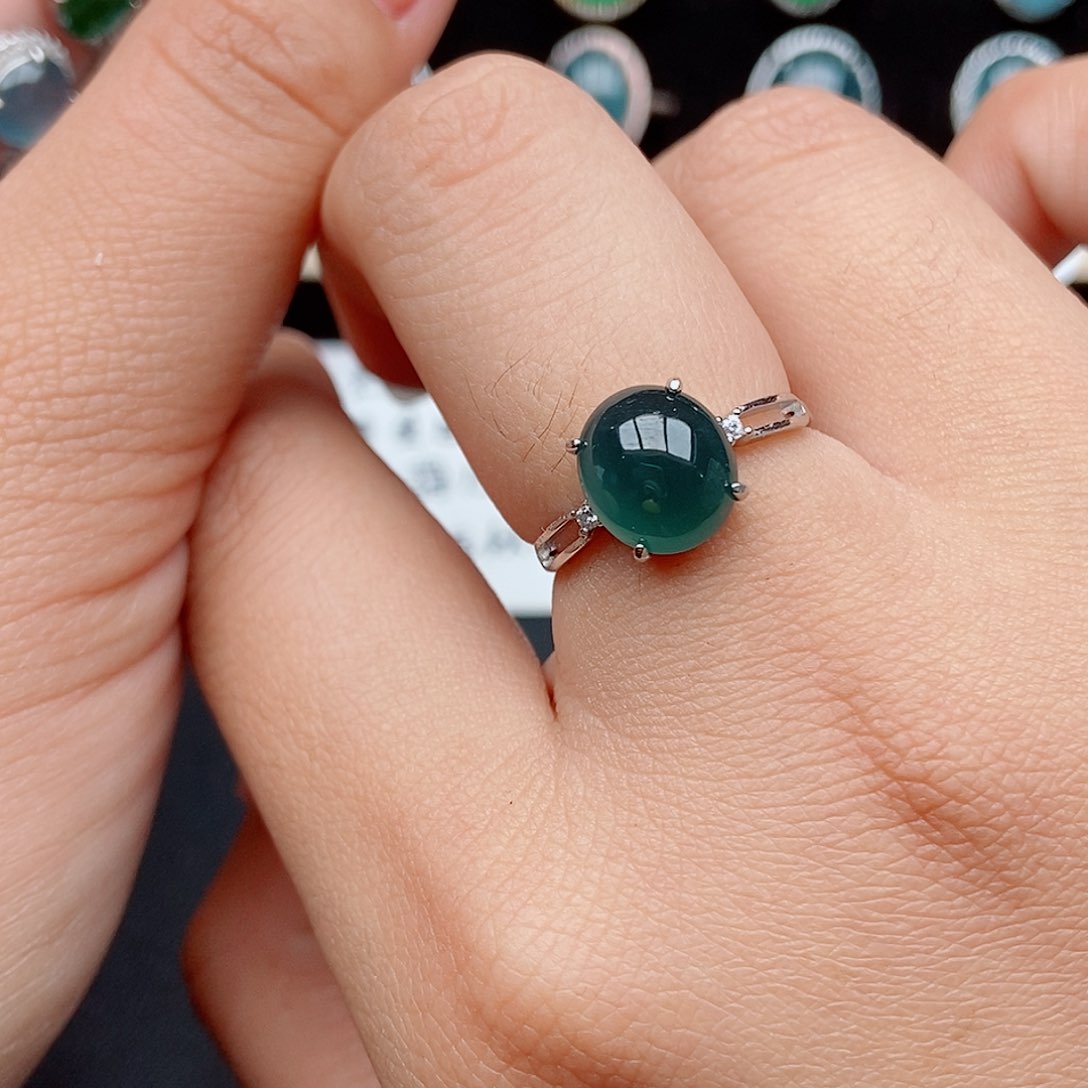 翡翠戒指银S925镶嵌85584