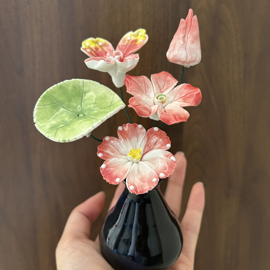 陶瓷花瓶，陶瓷花小盆栽