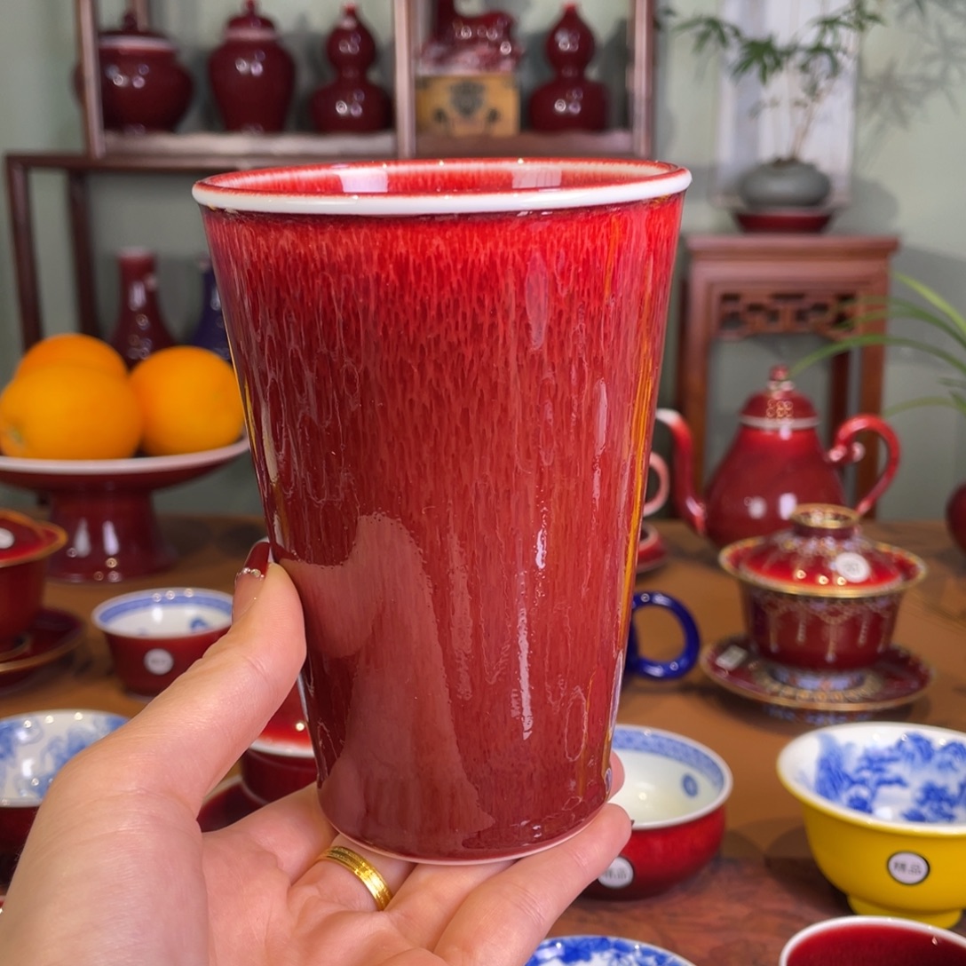 清欢雅玩原矿郎红可乐杯