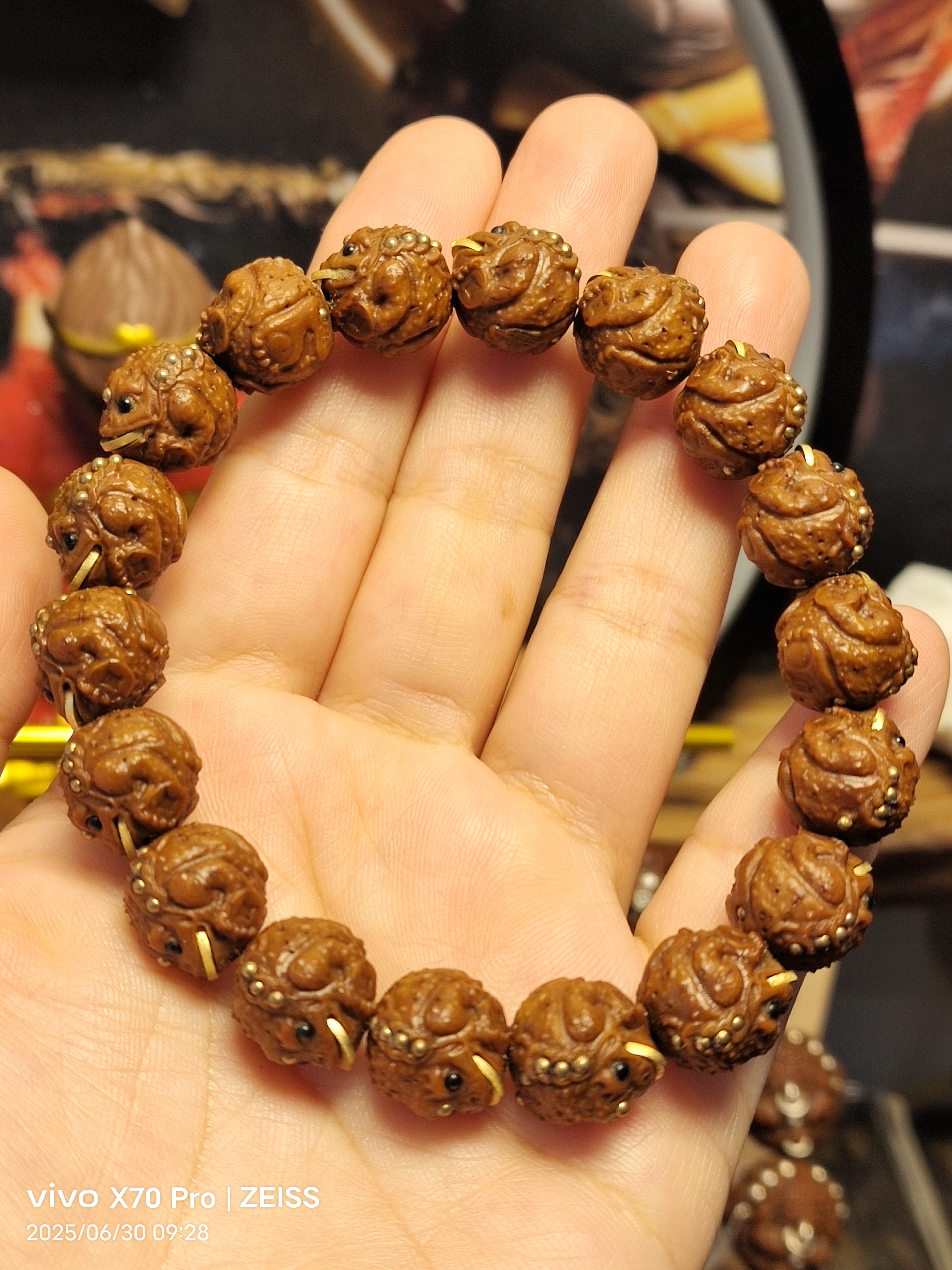 紫金鼠雕刻金蝉手工镶嵌男女同款