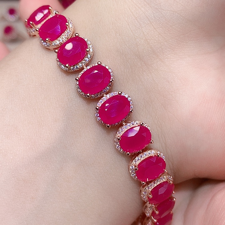 手链银S925镶嵌红宝石