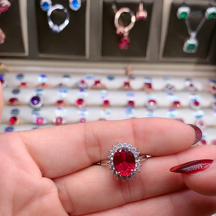 红宝石戒指银S925镶嵌8.10