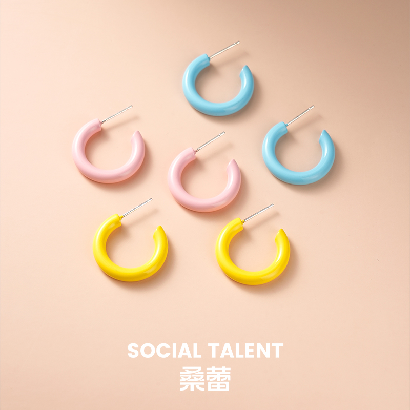 合金耳饰 【直播专属8】桑蕾SocialTalent耳环彩色简约小众百搭