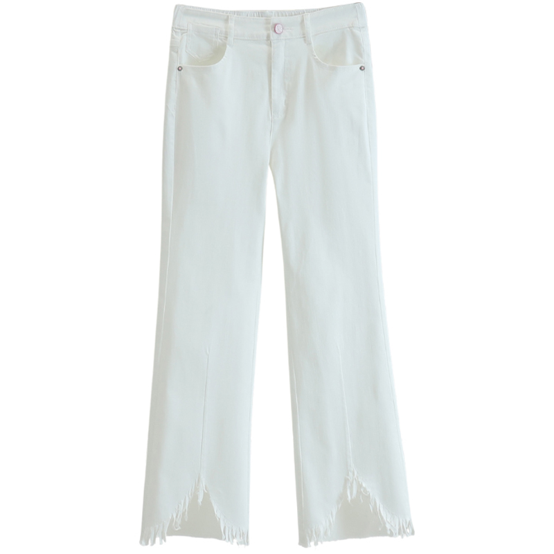 A3621-【兰】不规则流苏显瘦喇叭裤显瘦牛仔裤#RDM56Z001