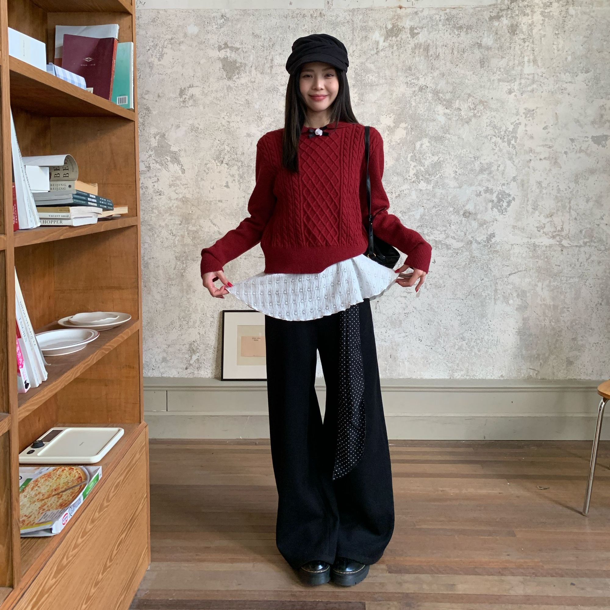 宋正恩12/29新品【炭黑百搭阔腿休闲长裤】STGP7529