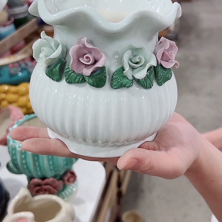 有孔.凑满10元发货多肉陶瓷花盆！