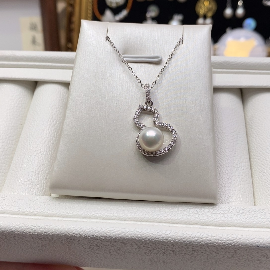 海水珍珠颈饰银S925镶嵌8-9