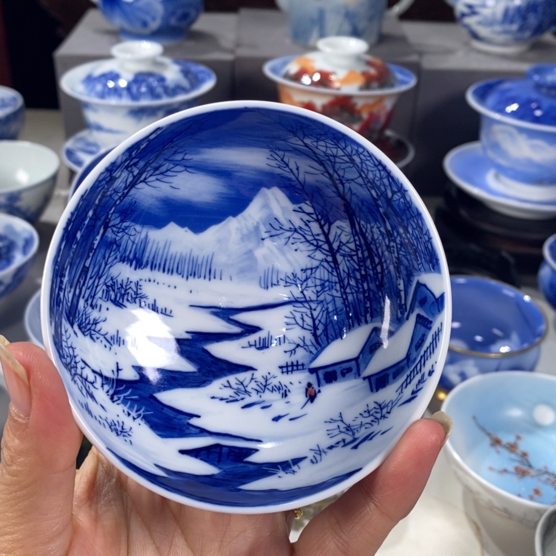 青花雪景主人杯杯