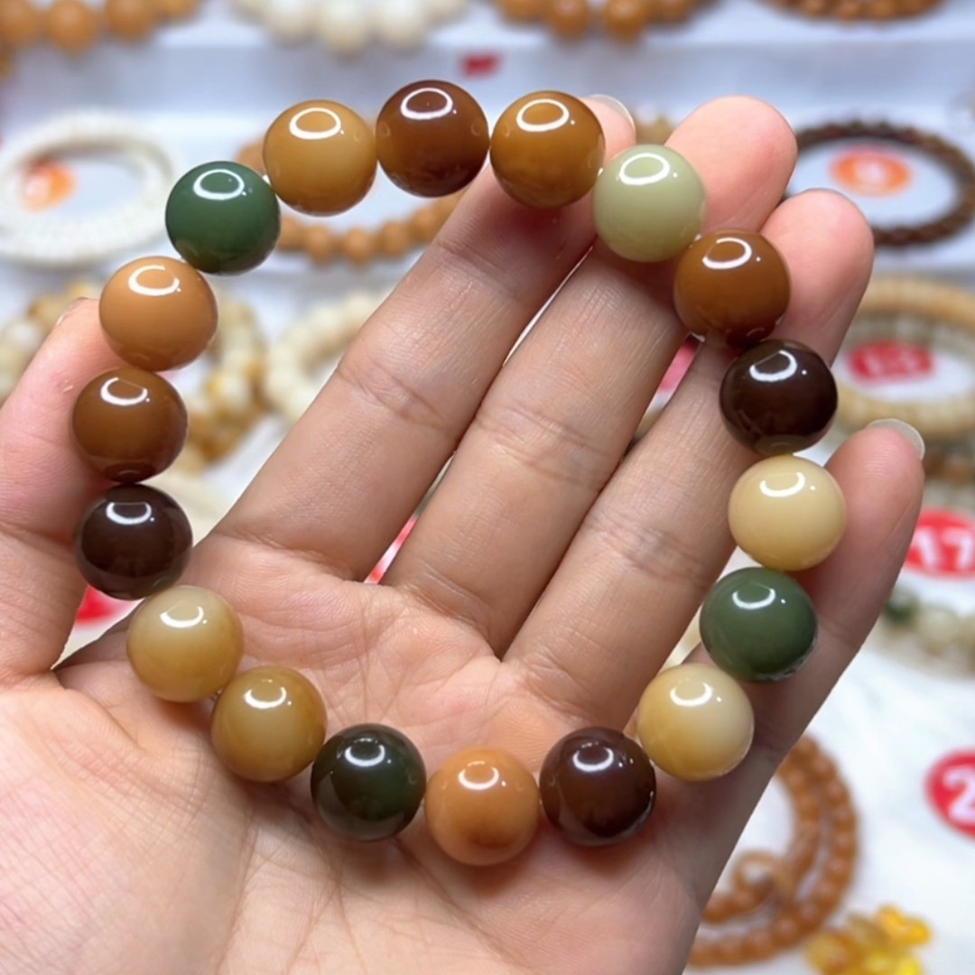 原生态唐三彩绕指柔天然手串手工款约卡1.2精修孔道