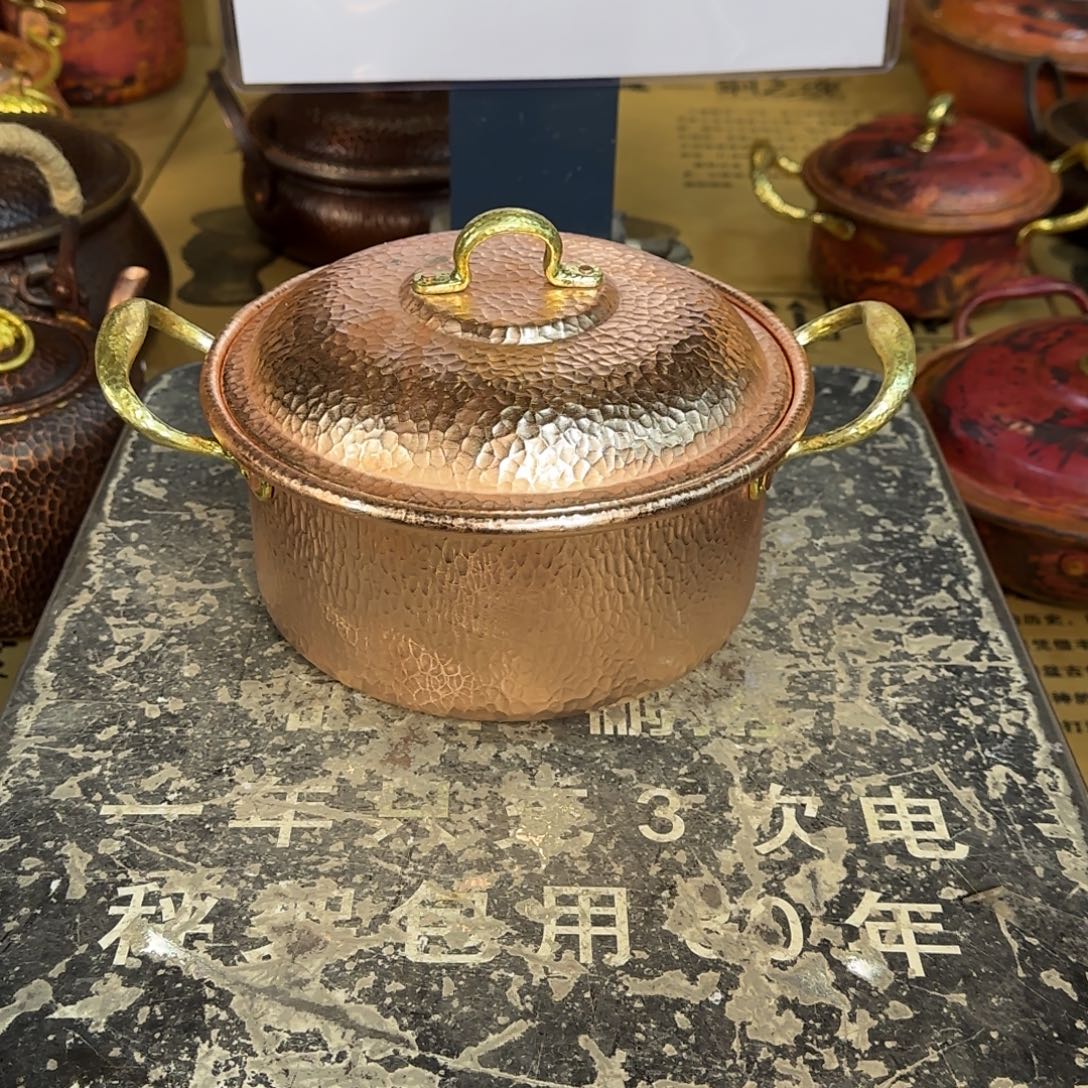 铜20cm原色燃气直筒汤锅