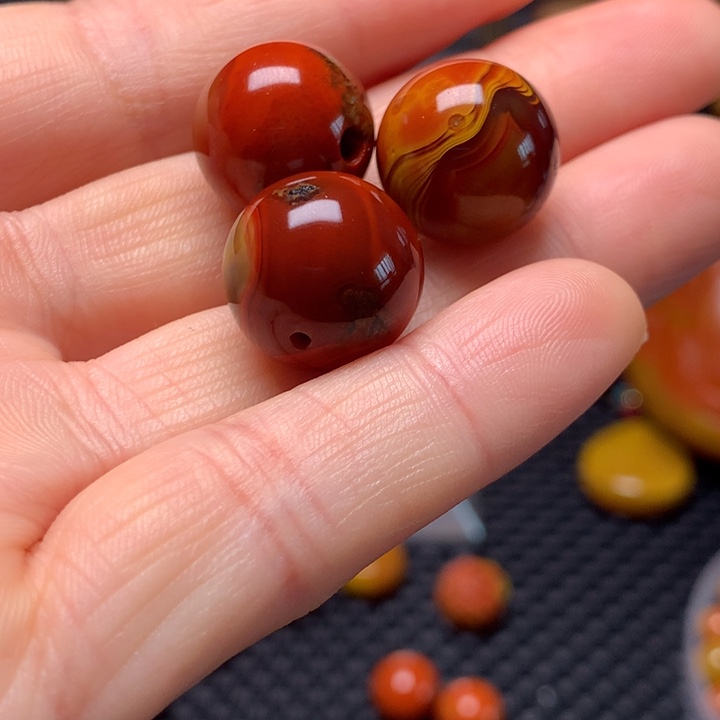 玛瑙/玉髓合金1你*我战国红珠子