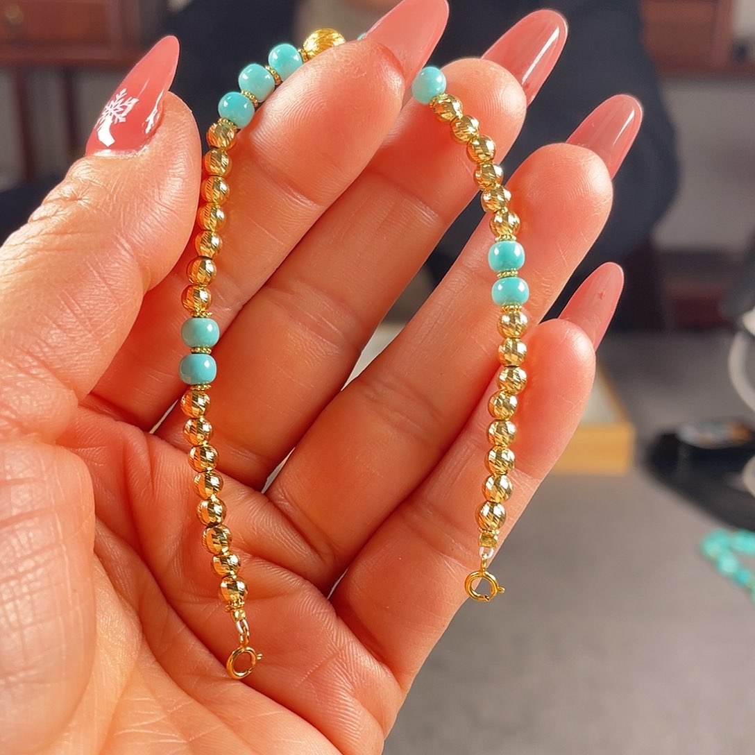 绿松石珠宝奇石18K金镶嵌