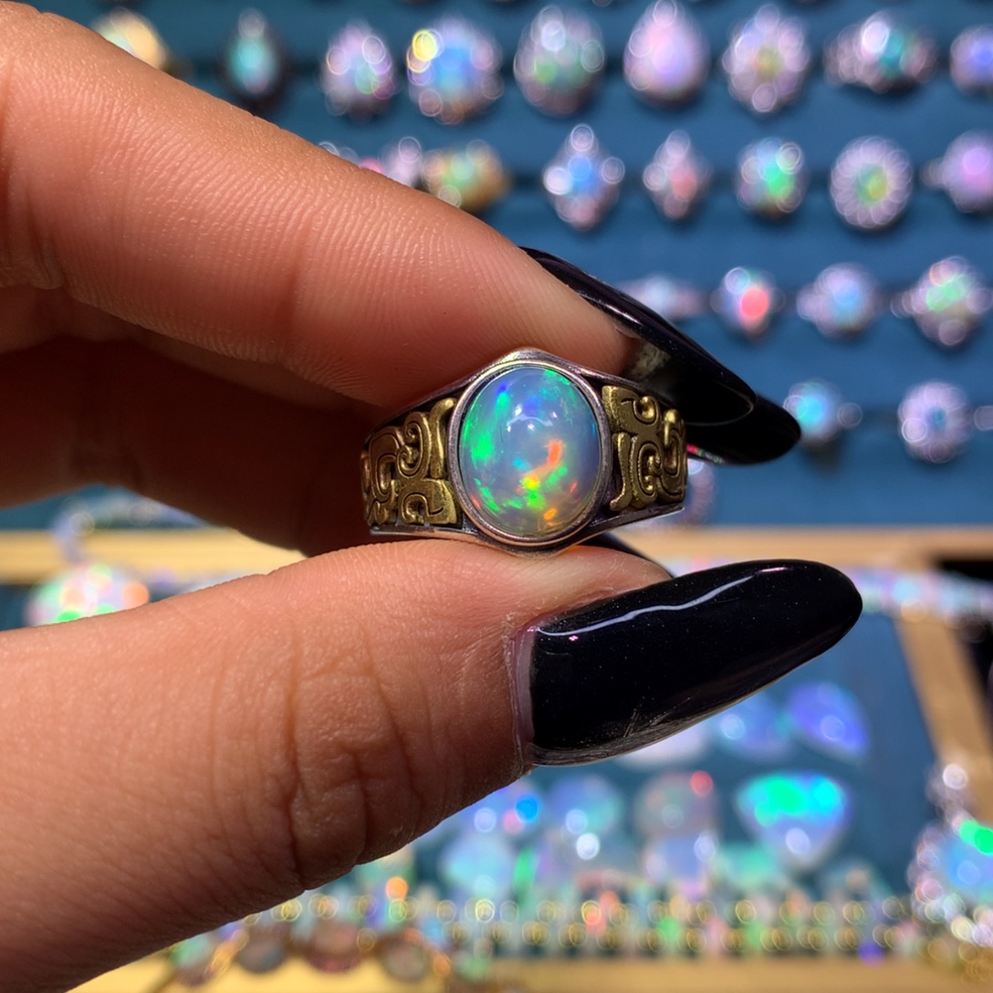 停***动欧泊银S925镶嵌戒指款