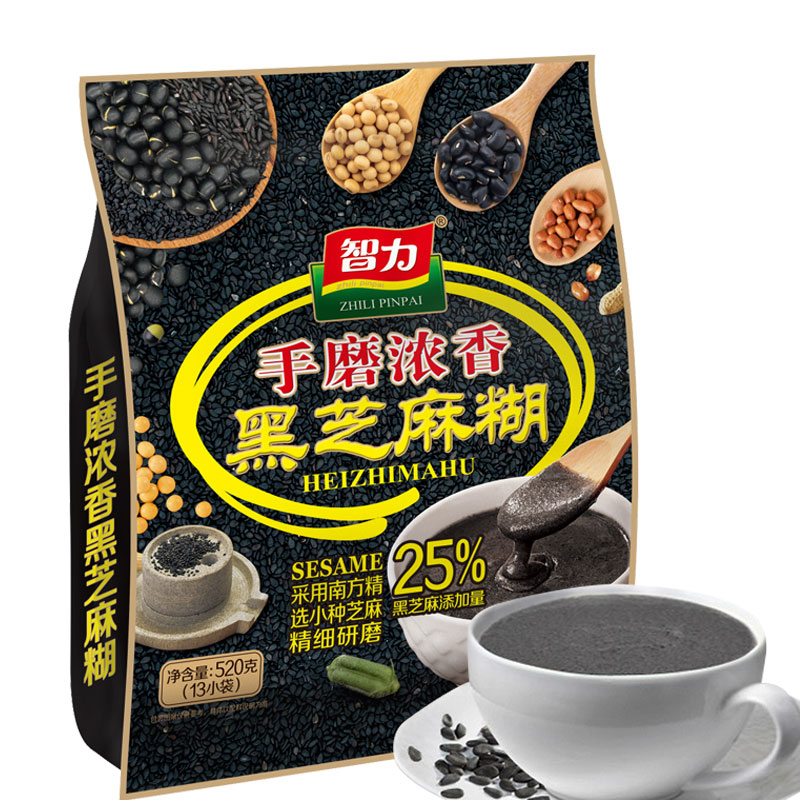 ZHILI PINPAI/智力手磨浓香黑芝麻糊即食营养早餐独立包装520g