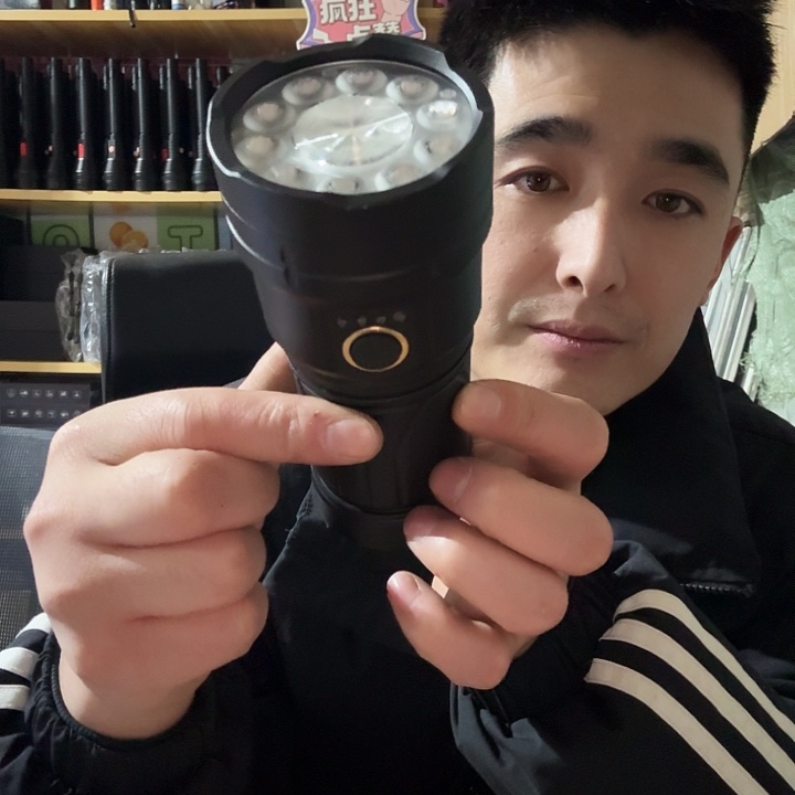 白黄光11灯珠铝合金手电无电池