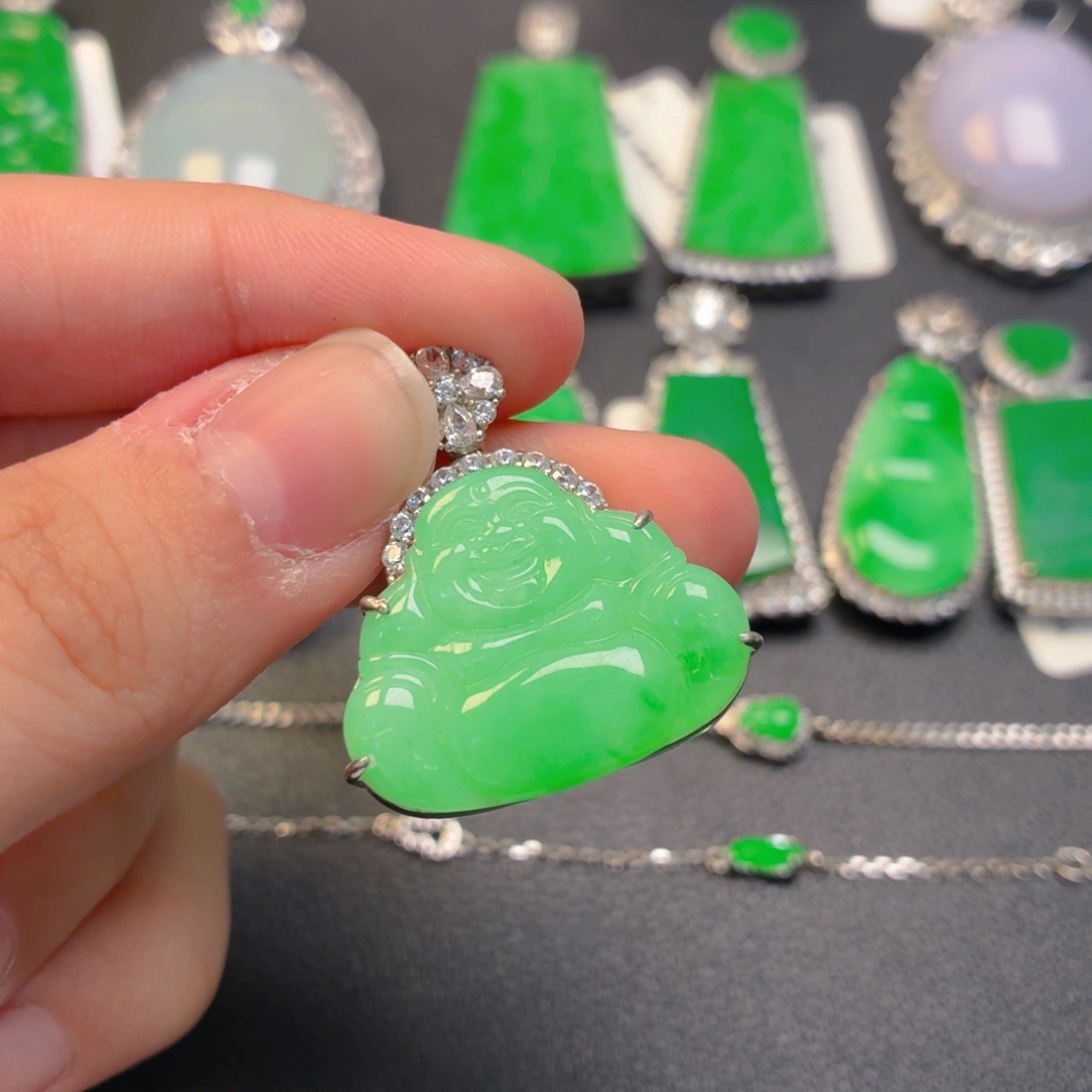 翡翠银S925镶嵌吊坠(不含链)