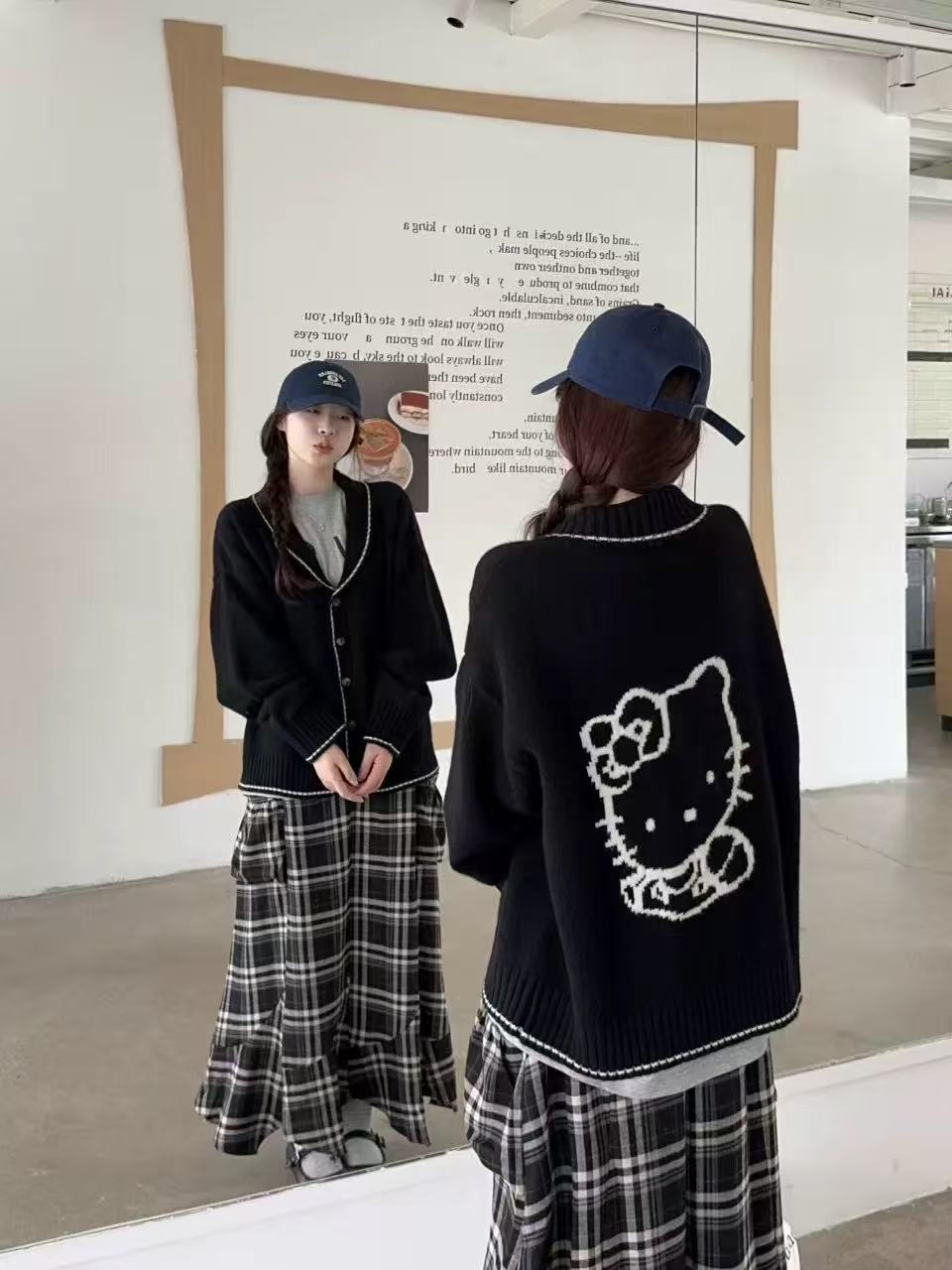 原创手作款Kitty毛衣韩系百搭套头毛衣宽松毛衣开衫-直播间扣号