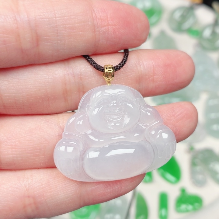 翡翠18K金镶嵌颈饰缅甸天然A货翡翠