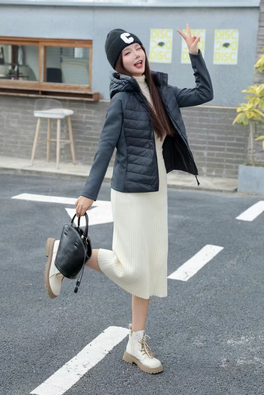 【香巧】短款韩版秋冬黑色宽松修身型