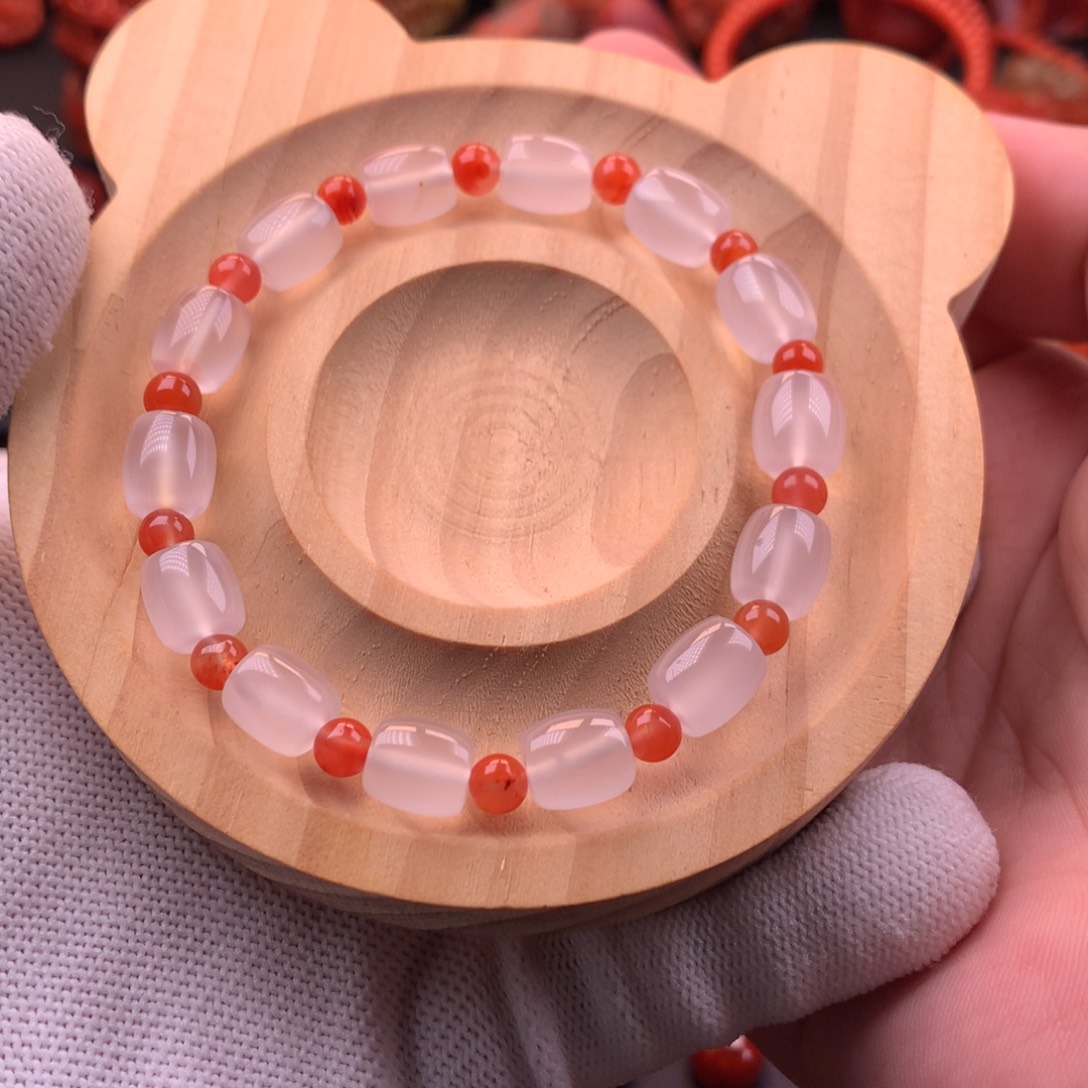 南红玛瑙未镶嵌保山荔枝冻桶珠单圈8mm++