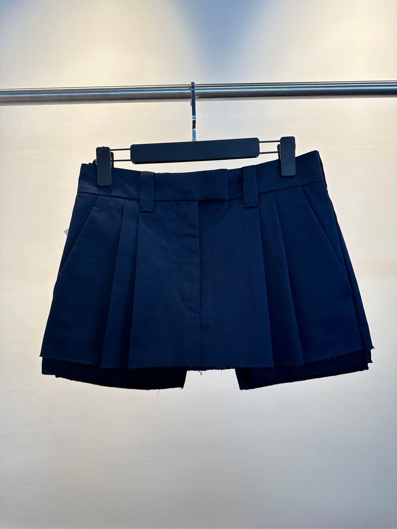 【sm240824】MIUMIU/缪缪 蓝色 logo刺绣褶皱半身短裙  36码 未使用