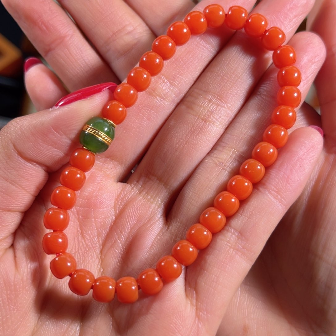 南红玛瑙冷水河 老形单圈6mm未镶嵌