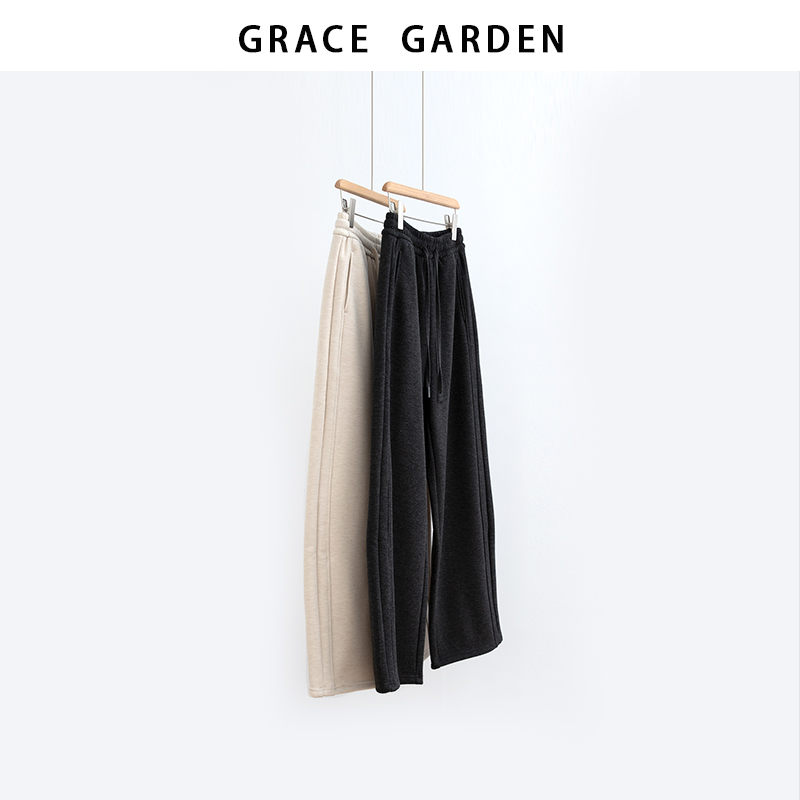 GRACE GARDEN【鱼骨裤！】纯色松紧腰百搭休闲卫裤XXK5K3004