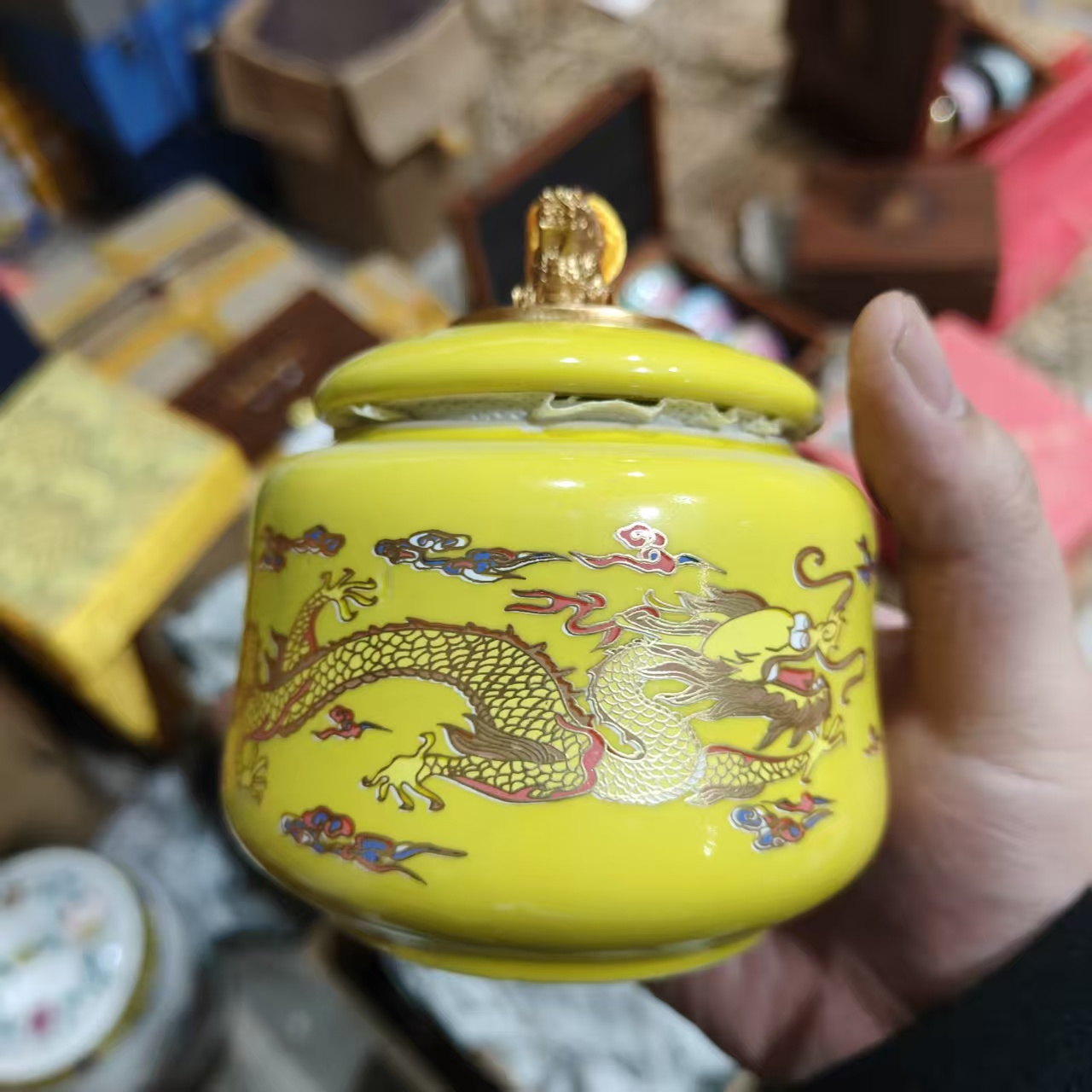 小黄龙陶瓷茶叶罐（一个）