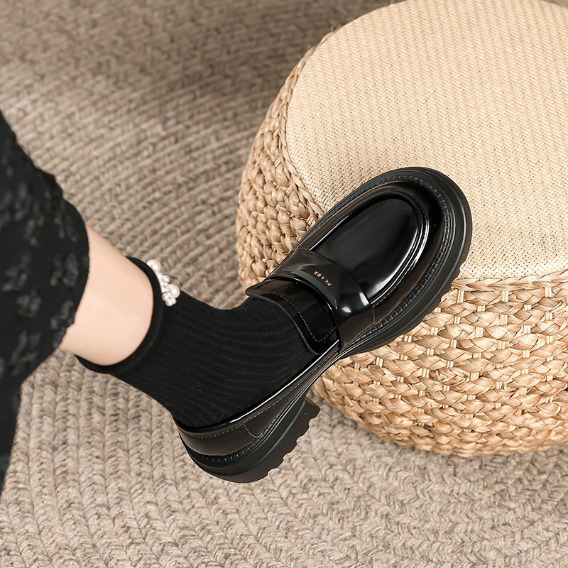 高跟厚底乐福鞋女单鞋松糕小皮鞋2023秋季新款学院风JK鞋内增高