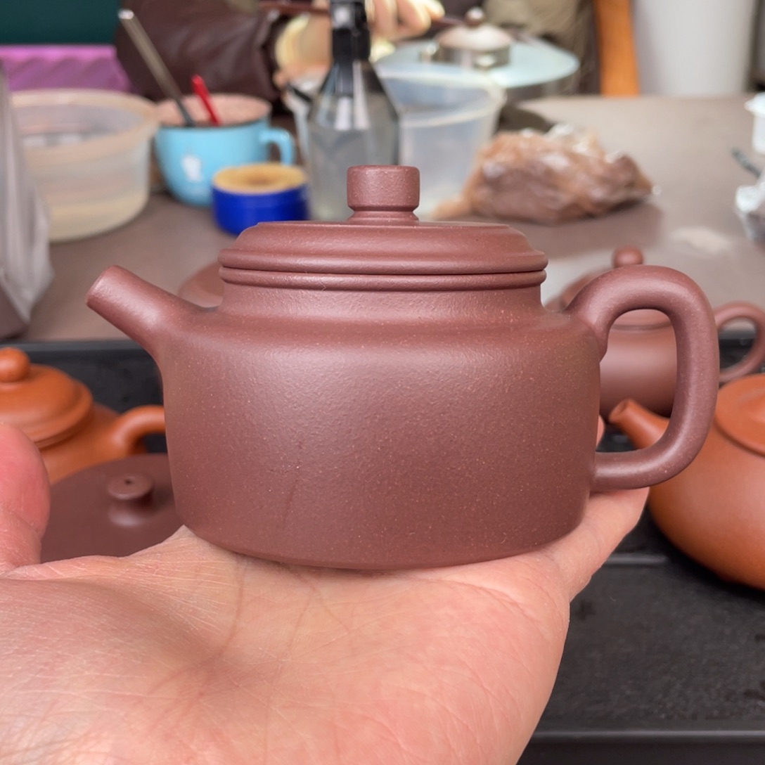 紫砂茶壶【特价款】微瑕 半手工老紫泥德钟壶200cc