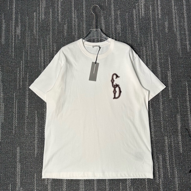 全新未使用 DIOR/迪奥 CD刺绣logo短袖/尺码XL