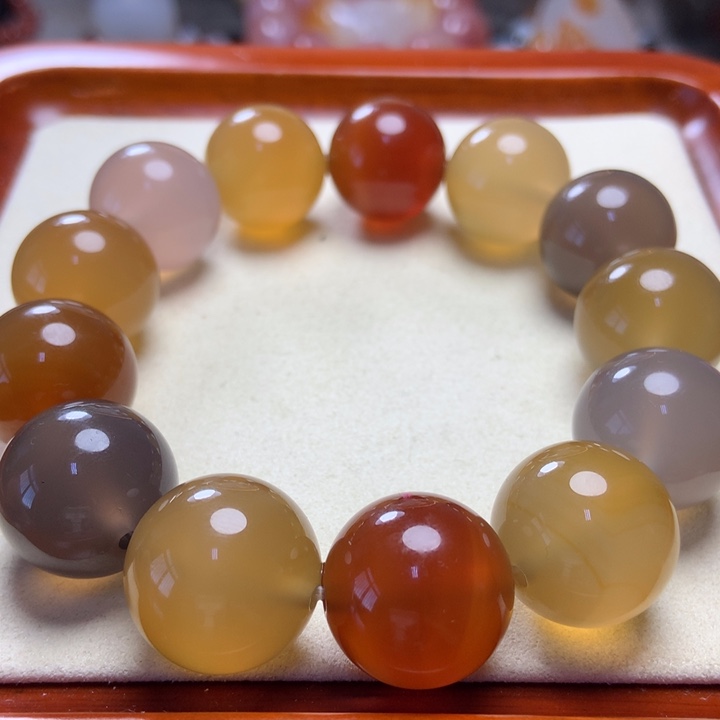 玛瑙/玉髓手串未镶嵌北红玛瑙 多宝