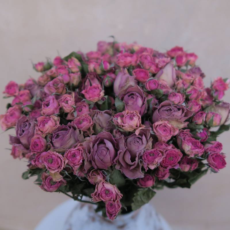 玫瑰干花：多头玫瑰 单头玫瑰混搭花束（复古）